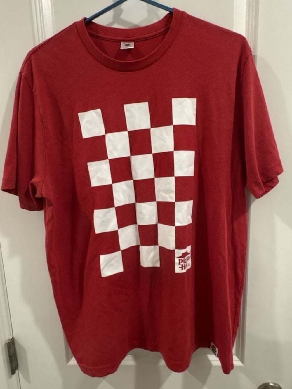Pizza Hut Official Employee Checkerboard Logo T-Shirt Red